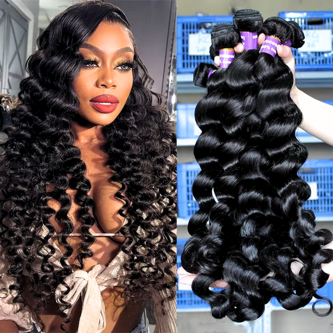 30 Inch 15a Grade Natural Black Loose Wave Human Hair Bundles 1 pcs $12 for wholesale Hair Weft Extensions