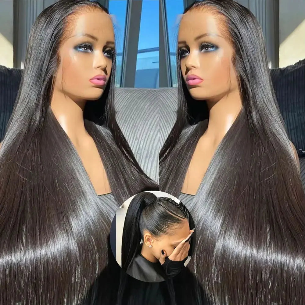 40 Inch 360 Full Lace Wig Straight HD Lace Front Human Hair Wigs 220Density Brazilian Remy Lace Frontal Human Hair Wig For Women