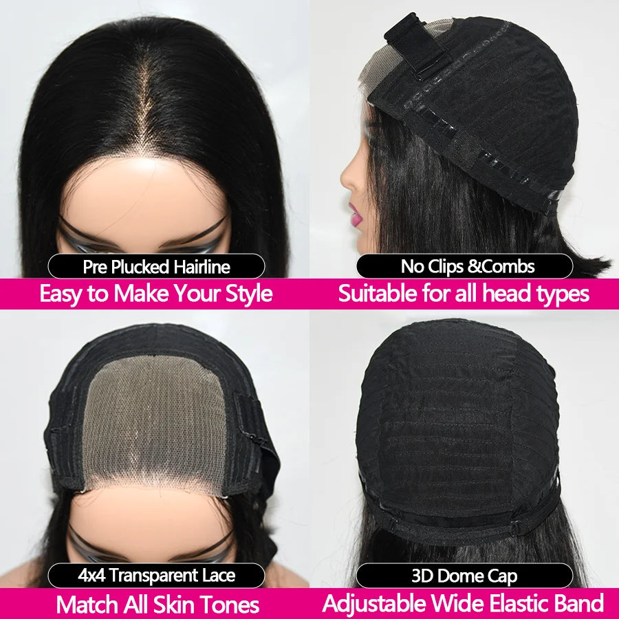 Short Bob Wigs For Women Glueless Wig Human Hair Ready To Wear Transparent Pre Cut Lace Human Wig Human Hair Wig Bob Wig
