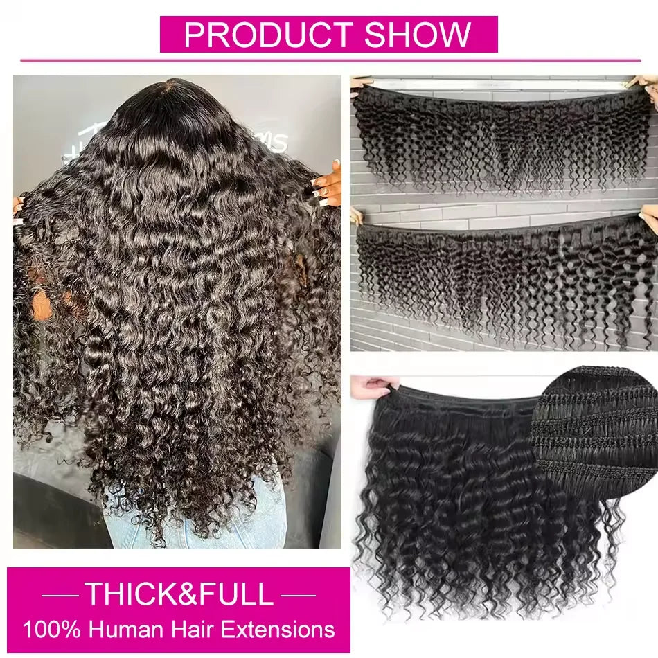 Burmese Curly Bundles Human Hair 30 34 Inch Deep Wave Raw Hair Bundles 100% Unprocessed Double Weft Hair Extensions Weave