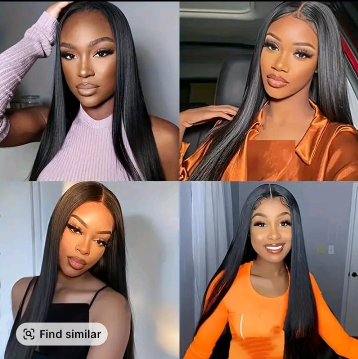 T-K  360 ° Full Lace Front Wig - 200% Density Glueless Straight Hair, Pre-Plucked Hairline, Natural Color, Secure Fit for Ponytails & Buns, Unisex Adult Hairpiece, Versatile Hairpiece, Sleek Hairline, Secure Fit Net