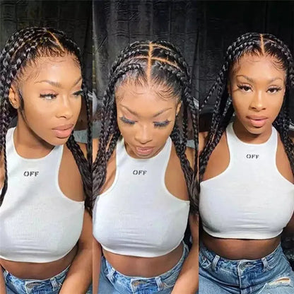 Best Selling Braided Wigs Lace Front Human Hair Transparent HD Lace Wigs Wholesale Peruvian Hair Full Lace Wig with Baby Hair