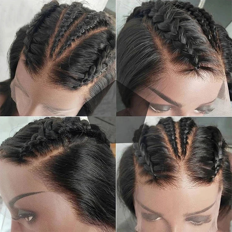 Best Selling Braided Wigs Lace Front Human Hair Transparent HD Lace Wigs Wholesale Peruvian Hair Full Lace Wig with Baby Hair