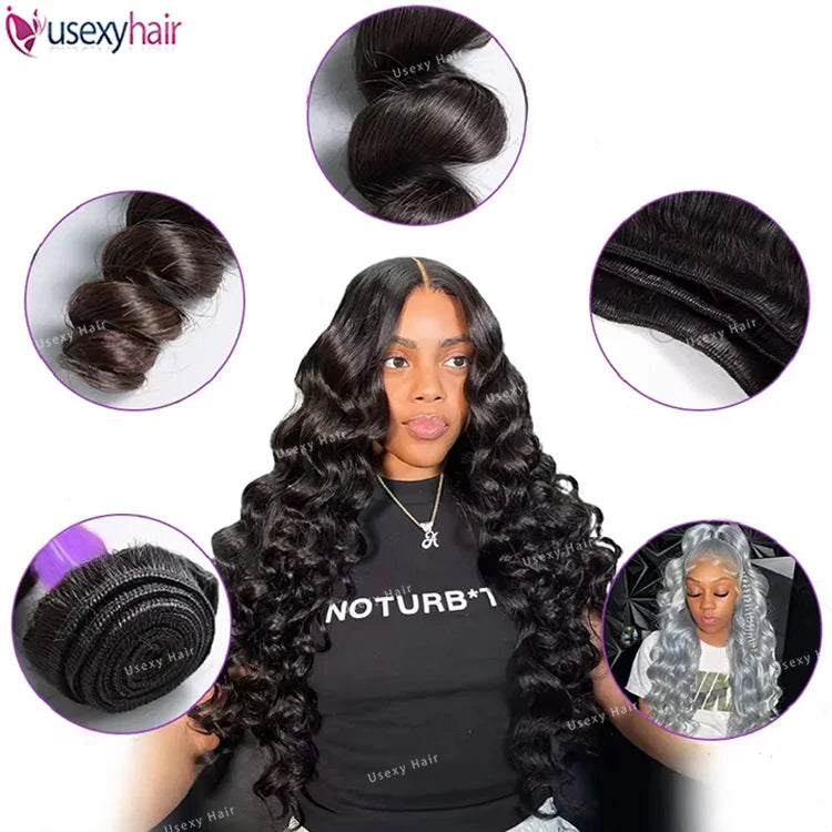 30 Inch 15a Grade Natural Black Loose Wave Human Hair Bundles 1 pcs $12 for wholesale Hair Weft Extensions