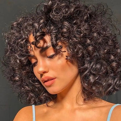 Afro Kinky Curly Wigs With Bangs for Black Women High Temperature African Synthetic Ombre Glueless Cosplay Wigs