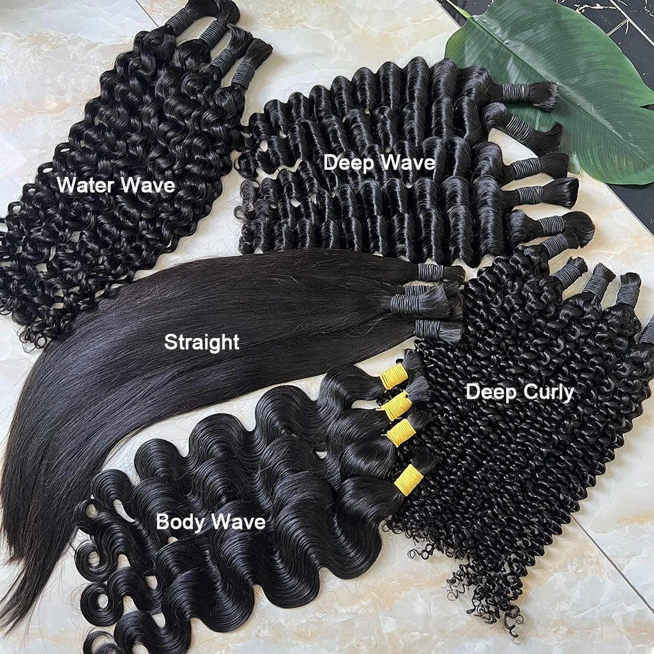 Deep Wave Human Braiding Hair Bulk Extensions No Weft 100% 1 pcs $12 for wholesale