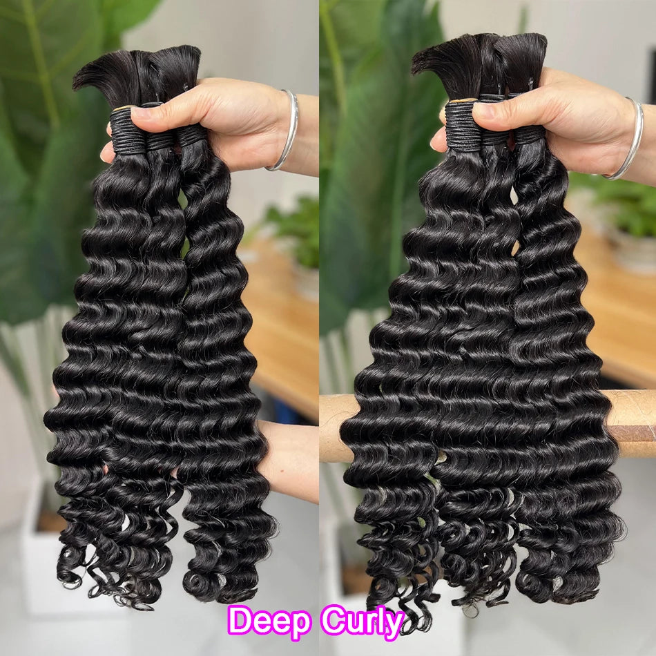 Deep Wave Human Braiding Hair Bulk Extensions No Weft 100% 1 pcs $12 for wholesale