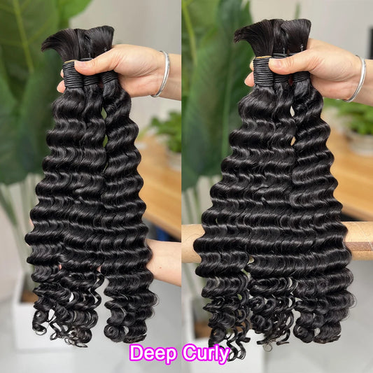 Deep Wave Human Braiding Hair Bulk Extensions No Weft 100% 1 pcs $12 for wholesale