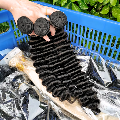 30 Inch 15a Grade Natural Black Loose Wave Human Hair Bundles 1 pcs $12 for wholesale Hair Weft Extensions