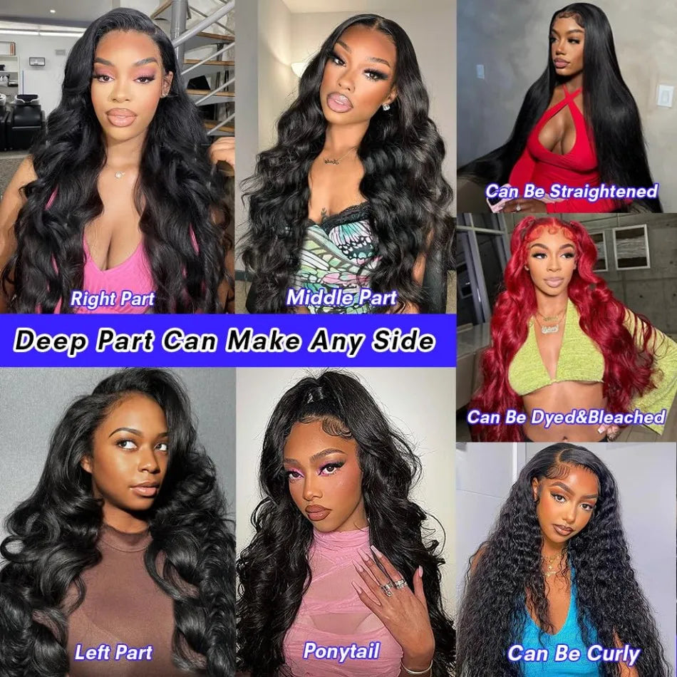 Body Wave Human Hair Wigs 13x6 Hd Lace Frontal Wigs 220 Density 40 Inch For Black Women Pre Plucked Loose Wave Lace Frontal Wig