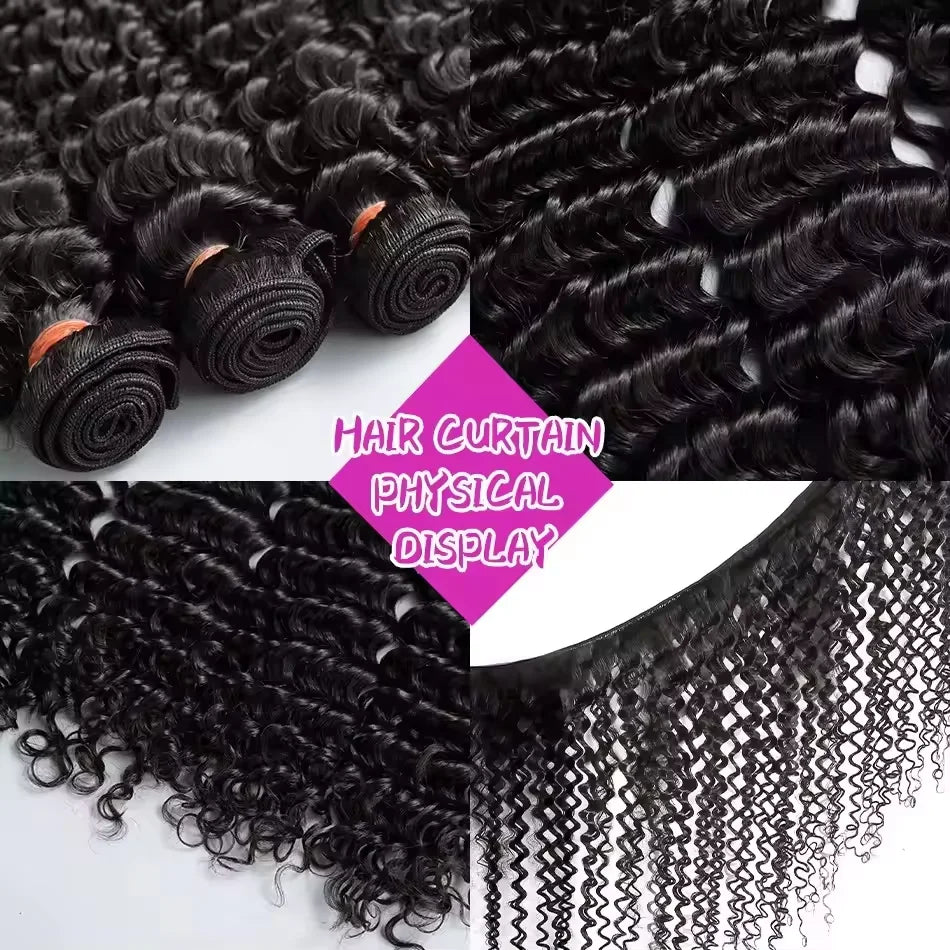 Burmese Curly Bundles Human Hair 30 34 Inch Deep Wave Raw Hair Bundles 100% Unprocessed Double Weft Hair Extensions Weave