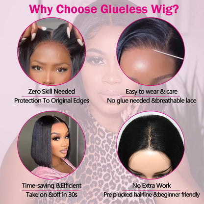 Short Bob Wigs For Women Glueless Wig Human Hair Ready To Wear  Transparent Pre Cut Lace Human Wig Human Hair Wig Bob Wig