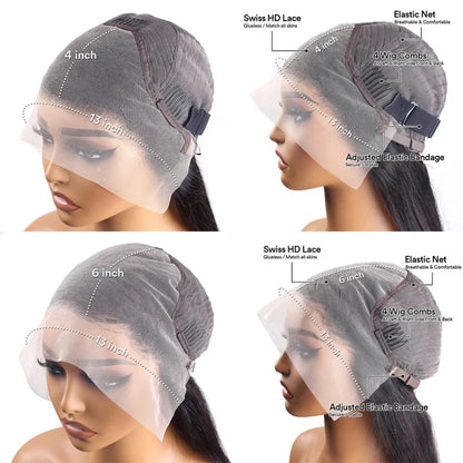 Body Wave Human Hair Wigs 13x6 Hd Lace Frontal Wigs 220 Density 40 Inch For Black Women Pre Plucked Loose Wave Lace Frontal Wig