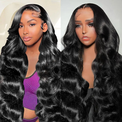 30 inch Lace Front Wig Human Hair Body Wave HD Lace Frontal 13x4 180 Density Glueless Wigs Human Hair for Women Natural Black