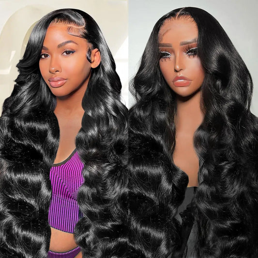 30 inch Lace Front Wig Human Hair Body Wave HD Lace Frontal 13x4 180 Density Glueless Wigs Human Hair for Women Natural Black