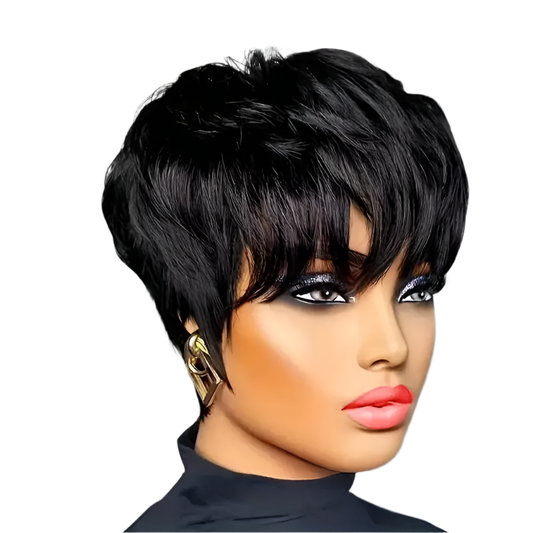 Pixie Cut Wigs For Women Human Hair Short Bob Wig With Bangs Layered Pixie Cut Wig 9A Brazilian Human Hair Full Machine Made Wig