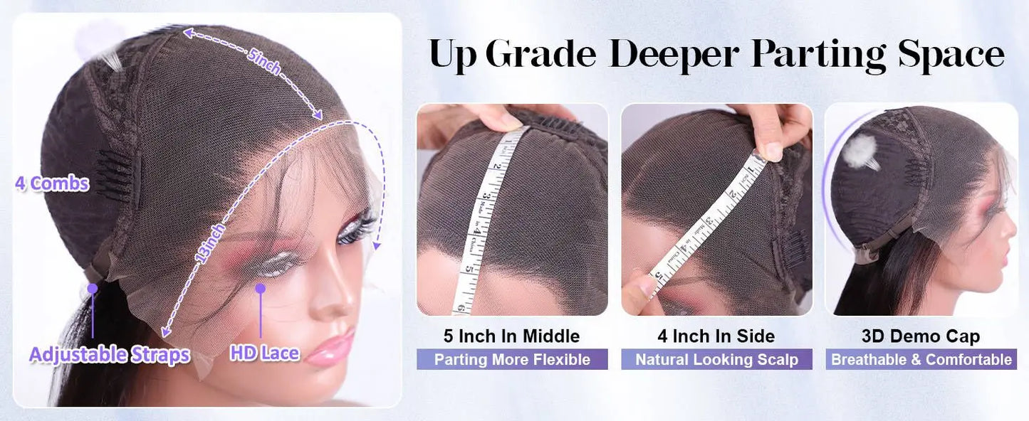 40 Inch 360 Full Lace Wig Straight HD Lace Front Human Hair Wigs 220Density Brazilian Remy Lace Frontal Human Hair Wig For Women