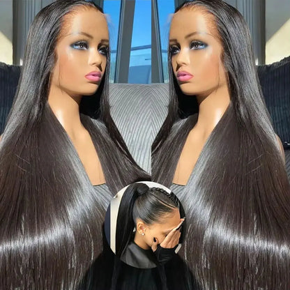 40 Inch 360 Full Lace Wig Straight HD Lace Front Human Hair Wigs 220Density Brazilian Remy Lace Frontal Human Hair Wig For Women