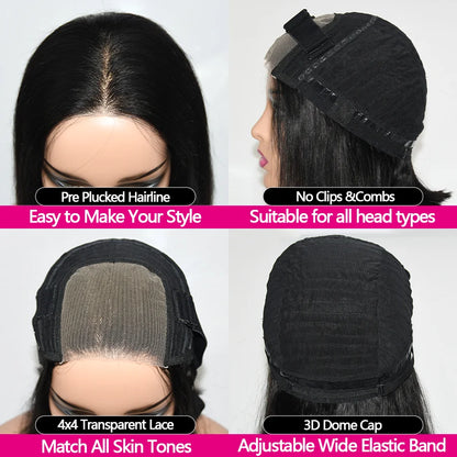 Short Bob Wigs For Women Glueless Wig Human Hair Ready To Wear  Transparent Pre Cut Lace Human Wig Human Hair Wig Bob Wig