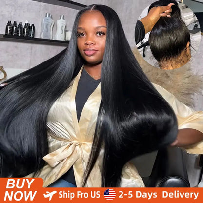 40 Inch 360 Full Lace Wig Straight HD Lace Front Human Hair Wigs 220Density Brazilian Remy Lace Frontal Human Hair Wig For Women