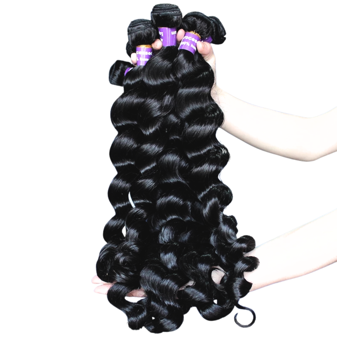 30 Inch 15a Grade Natural Black Loose Wave Human Hair Bundles 1 pcs $12 for wholesale Hair Weft Extensions