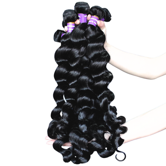 30 Inch 15a Grade Natural Black Loose Wave Human Hair Bundles Raw Indian Hair Weave Bundles Raw Vietnamese Hair Weft Extensions